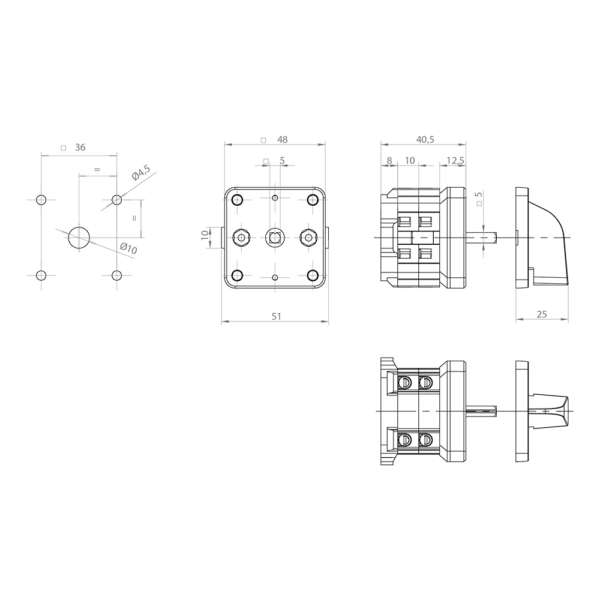 Interruptor tripolar de 16 A