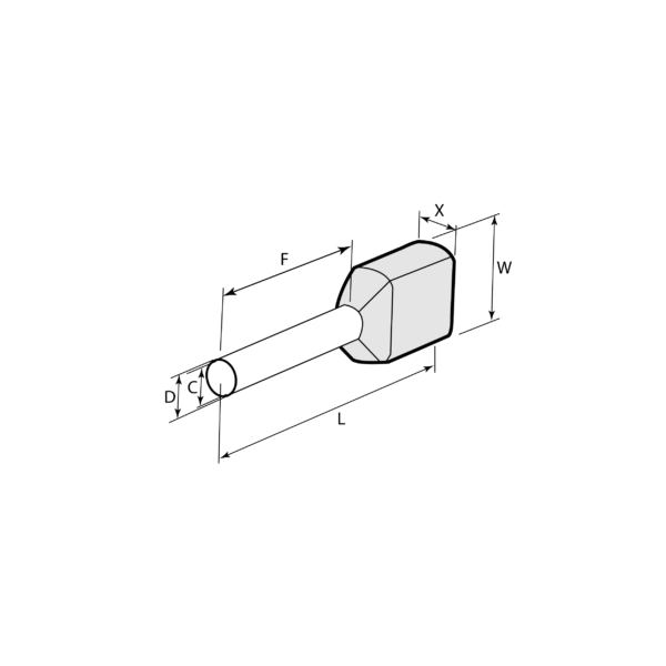 Puntera tubular preaislada de 2 x 1,5 mm², largo 12 mm