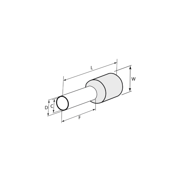 Puntera tubular preaislada de 1 x 4 mm², largo 18 mm