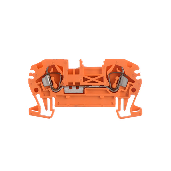 Borne de paso a resorte de color naranja para conductor de 1,5 mm²