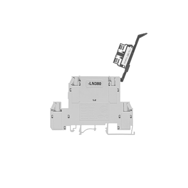 Borne doble piso portafusible seccionable para fusible 5x20mm. con indicación luminosa  LED 110-380 VCA/CC
